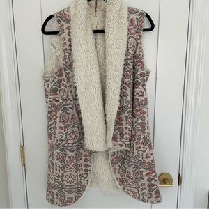 Anthropologie Hei Hei Jacquard Sherpa Vest Fuzzy Lining
